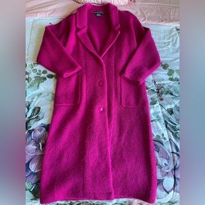 IB Diffusion 90’s Mohair Wool Blend Cardigan Duster Hot Pink Size Medium